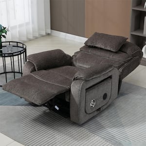 24.8 IN. Big and Tall Dual OKIN Motor Chenille Recliner Chair with Massage, Heating, Wireless Charging&Cup Holder - Grey
