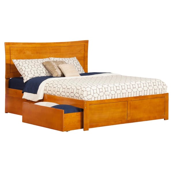 AFI Metro Caramel Queen Platform Bed with Flat Panel Foot Board and 2-Urban Bed Drawers