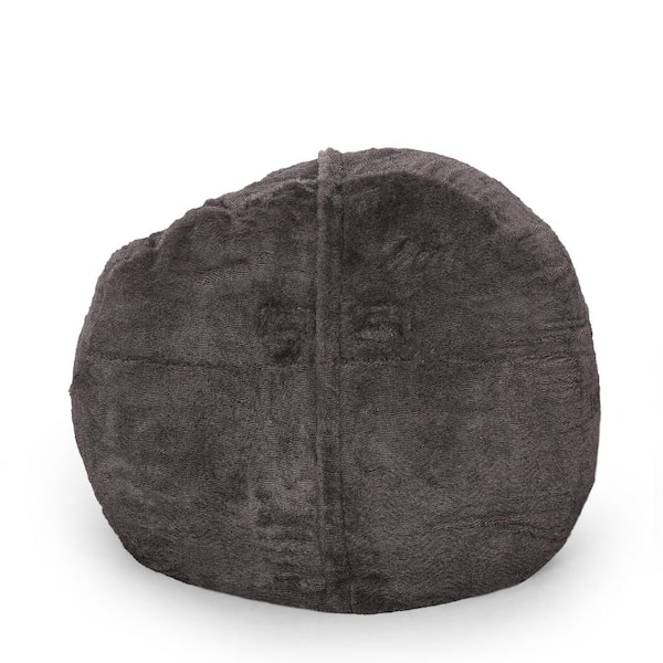 Brown Polyester-Faux Fur Bean Bag, Bean Bag Sofa with Removable Washable Cover, Round Bean Bag Seat, Bean Bag Furniture