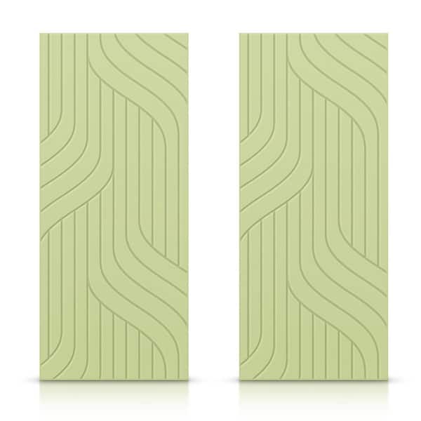 CALHOME 72 in. x 96 in. Hollow Core Light Gray Painted Composite MDF Interior Double Closet Sliding Doors