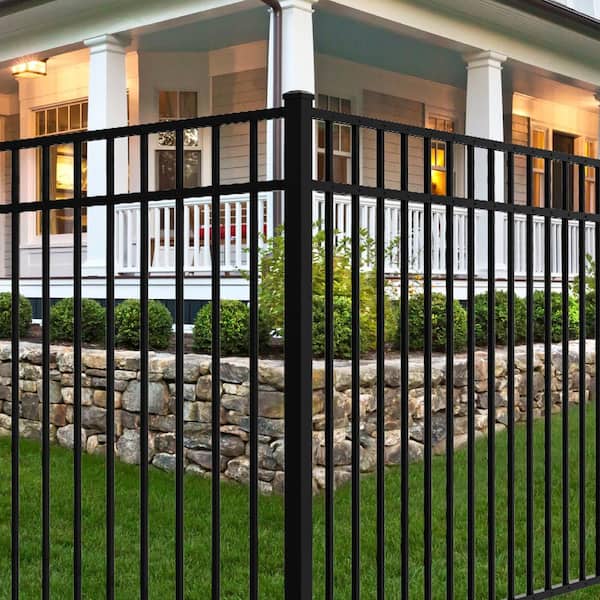 Vinings 2 in. x 2 in. x 6 ft. Aluminum Black Fence Line Post with Flat Cap (6-Pack)