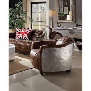 Amelia 31 in. Brown Faux Leather Club Chair
