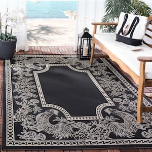 Courtyard Black/Sand Doormat 2 ft. x 4 ft. Border Indoor/Outdoor Patio Area Rug