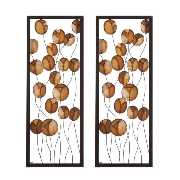 Southern Enterprises 16.25 in. x 42.75 in. Abstract Metal/Capiz Decorative Wall Panel Set (2-Piece)