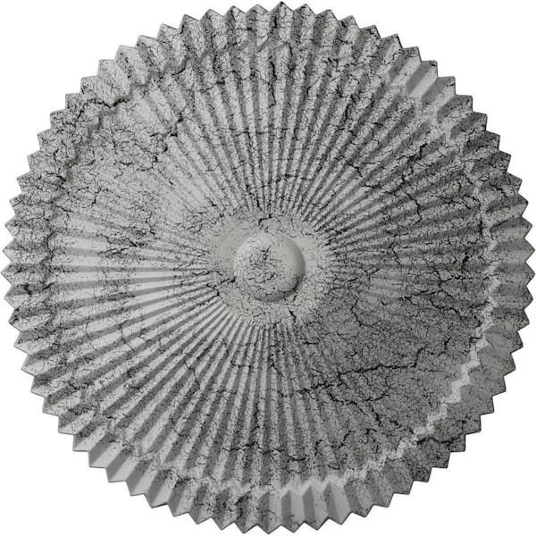 Ekena Millwork 24 in. x 3 in. Shakuras Urethane Ceiling Medallion (Fits Canopies upto 5 in.), Ultra Pure White Crackle