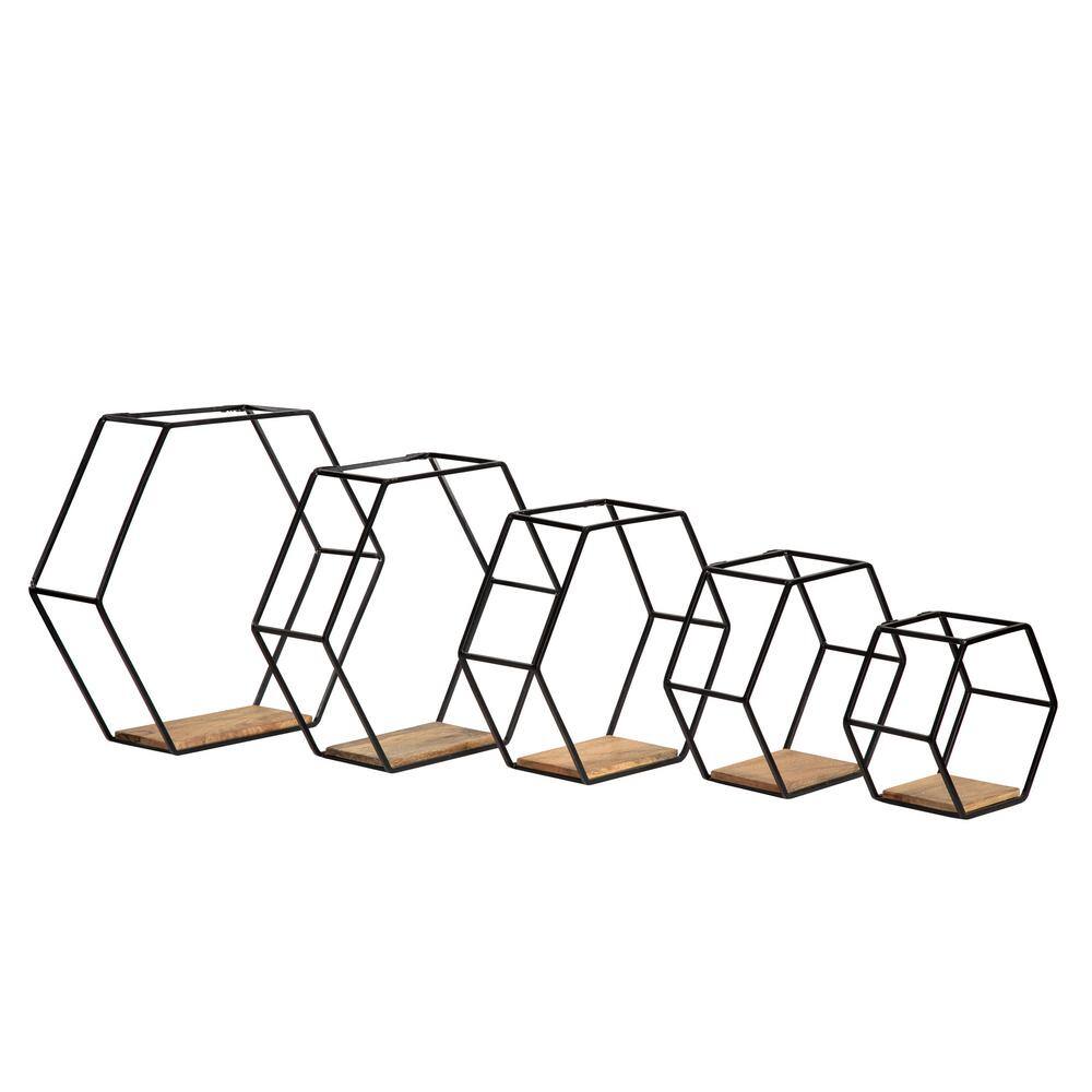 MH LONDON Haverstock ( 5.25 in. + 18.5 in. + 16 in.) Natural Wood Floating Wall Shelf MHST144