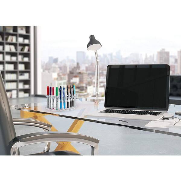 AdirOffice Acrylic 6-Pen Crystal Blue Horizontal Premium Pen Display Stand (8-Pack)