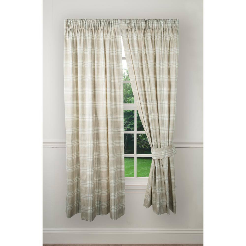 Natural Plaid Rod Pocket Room Darkening Curtain - 84 in. W x 63 in. L (Set 
