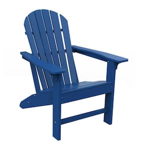 Traditional Curveback Plastic Outdoor Patio Adirondack Chair in Navy Blue Set of 1