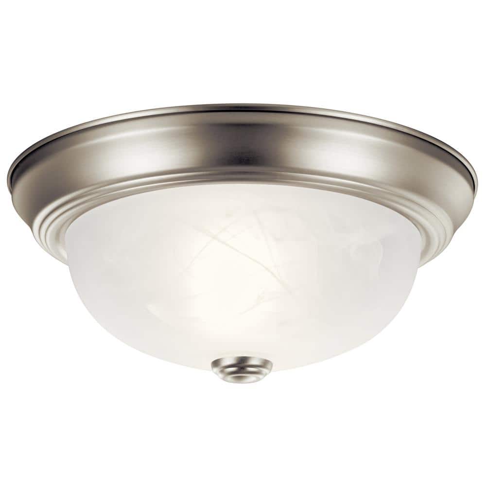 Transitional 11'' Dome Flush Mount in Distressed Bronze with Alabaster Glass