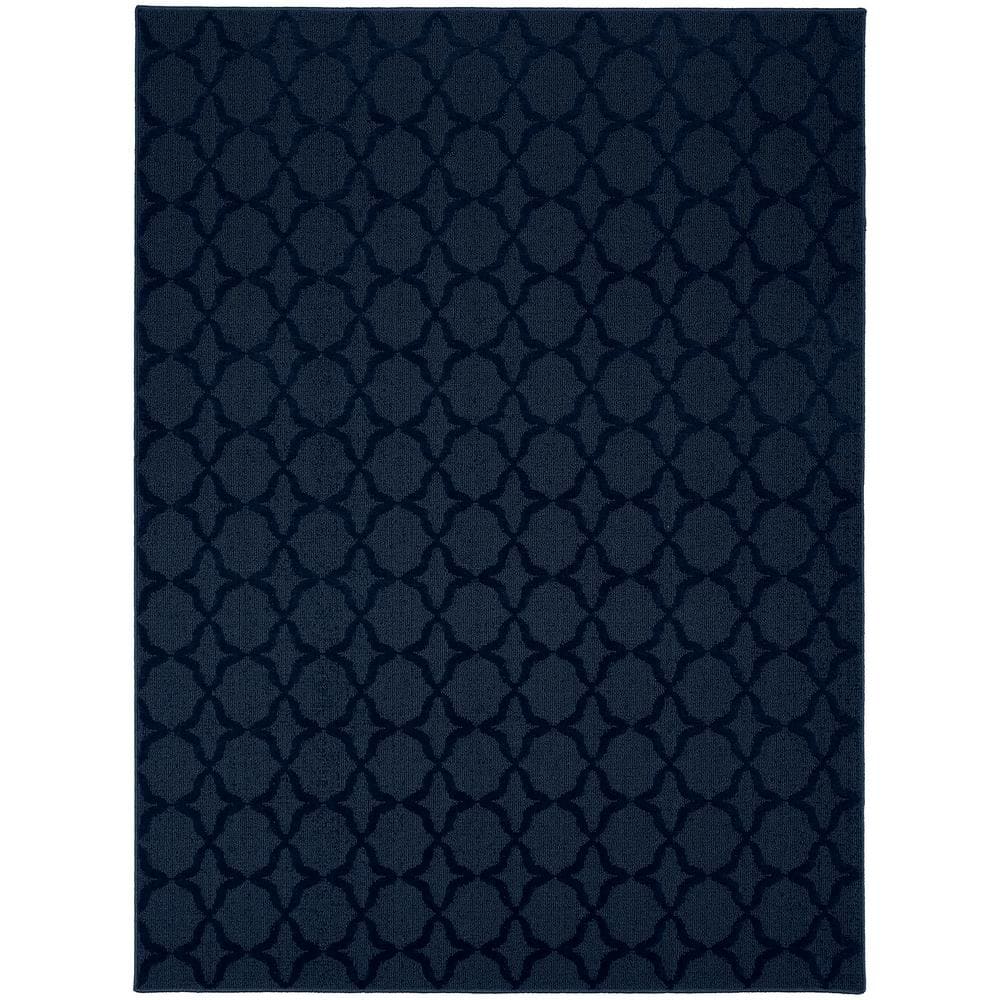 Garland Rug Sparta Navy 5 ft. x 8 ft. Casual Tufted Solid Color Trellis ...