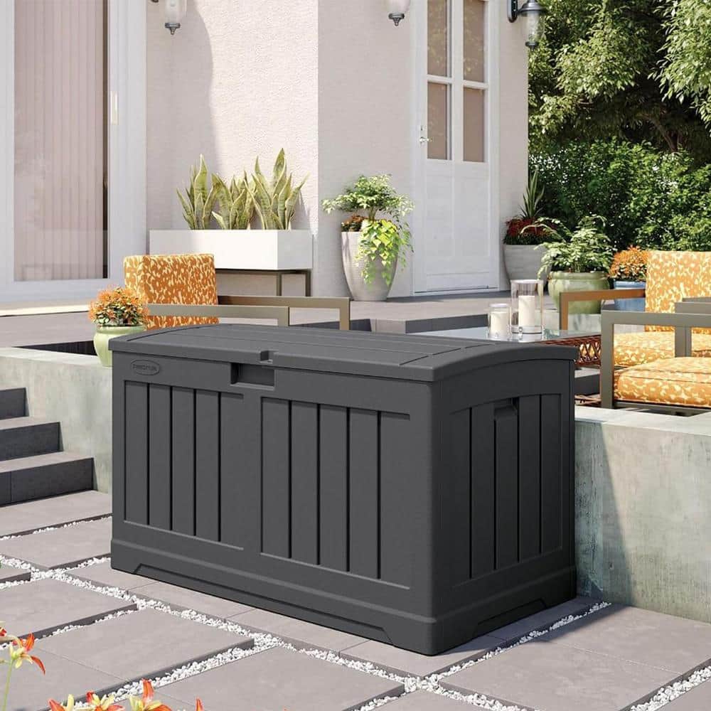 Suncast 50 Gallon Dark Gray Resin Lockable Deck Box
