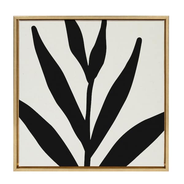 Kate and Laurel Sylvie Modern Botanical Neutral Abstract One 1-Piece Gold Framed Canvas Art Print, 22.00 in. x 22.00 in.