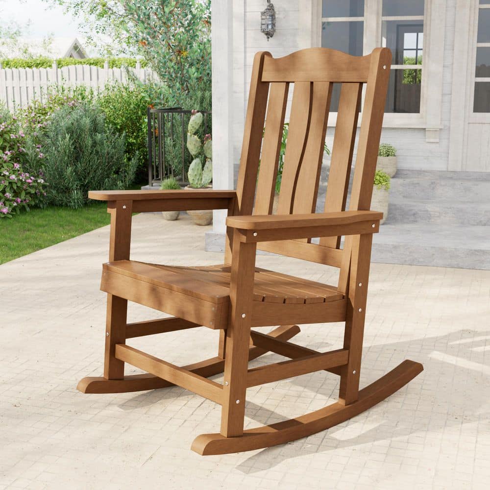 Livewood HDPE Plastic Ergonomic Outdoor Adirondack Rocking Chair with ...