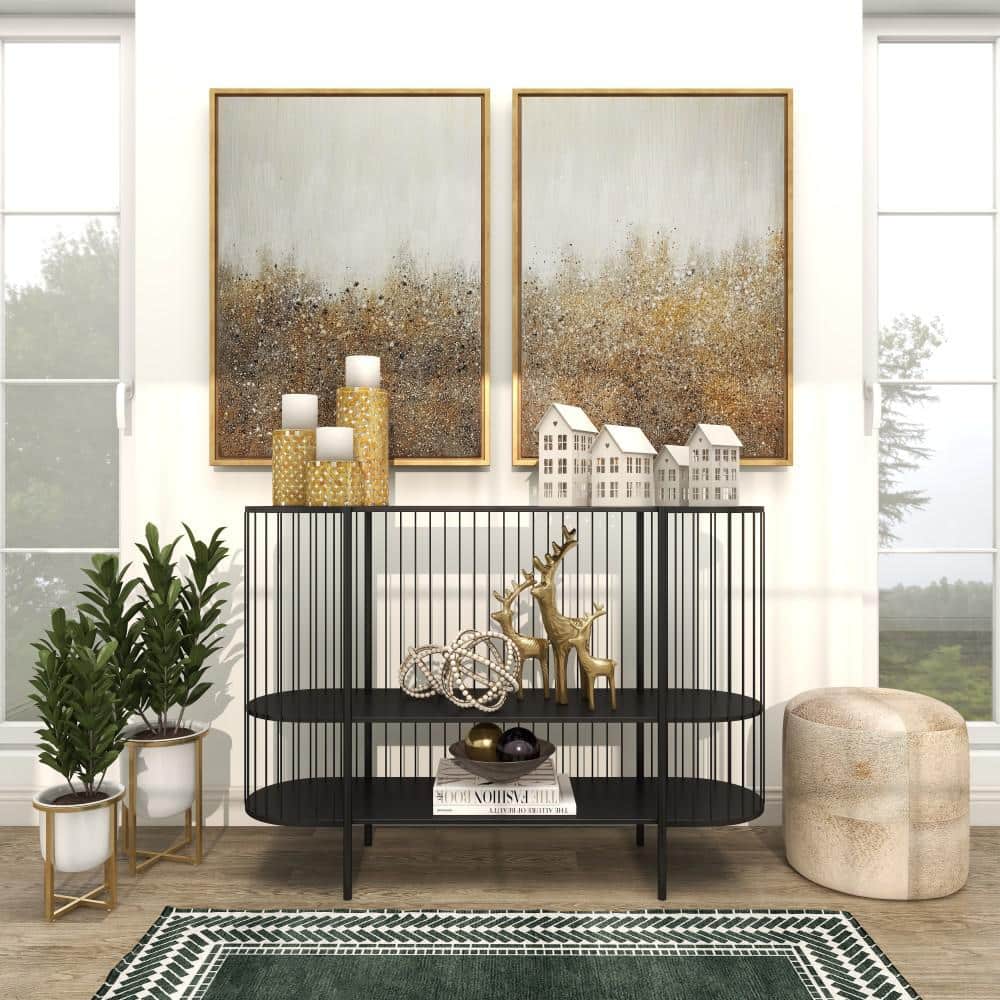 Contemporary White and Gold Metal Planter Set with Removable Stands