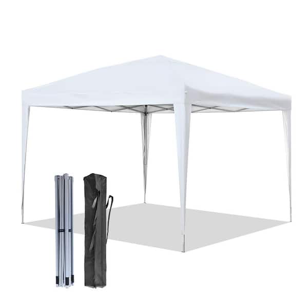 OVASTLKUY 10 ft. x 10 ft. White Outdoor Instant Shelter Canopy Tent Pop-Up Tent