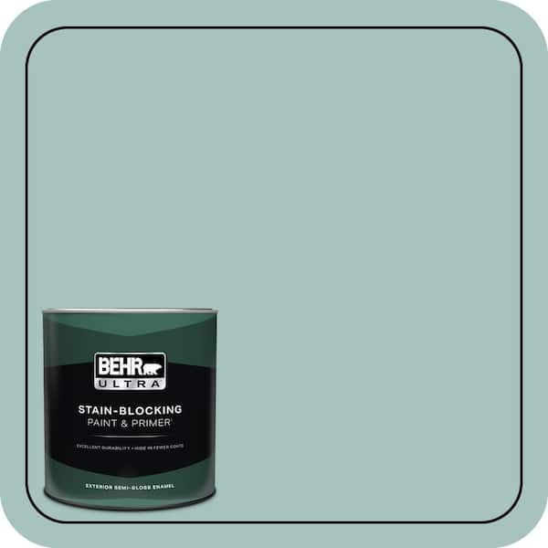 BEHR ULTRA 1 qt. #T17-08 Polished Aqua Semi-Gloss Enamel Exterior Paint & Primer