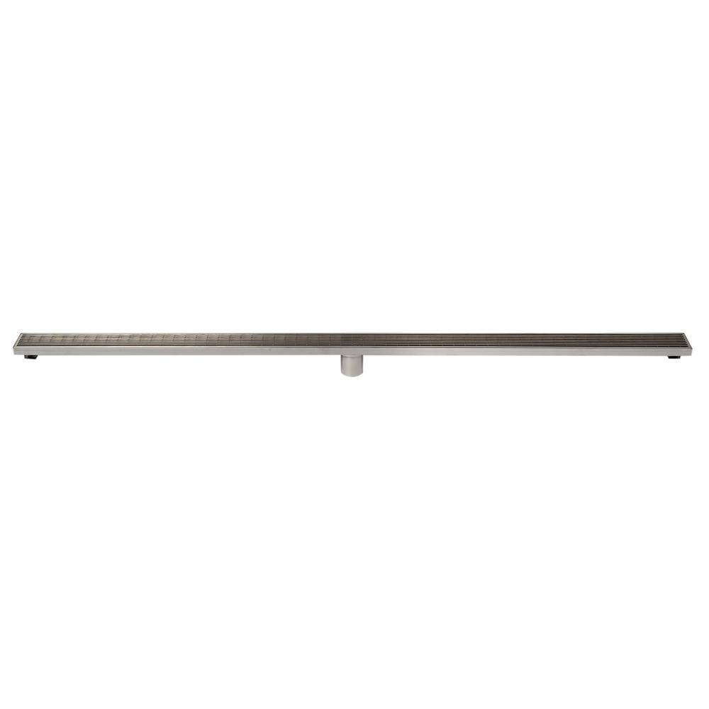 59" Brushed Stainless Steel Linear Shower Drain with Groove Lines