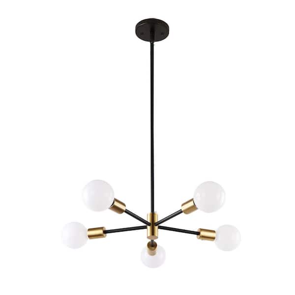 Staykiwi 5-Light Gold Modern Sputnik Chandelier for Living Room Bed Room Dining Room with No Bulbs Included
