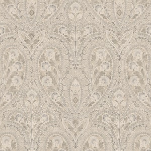 Ornamental Beige, Coffee & Greys Vinyl Roll Wallpaper (Covers 55 sq. ft.)