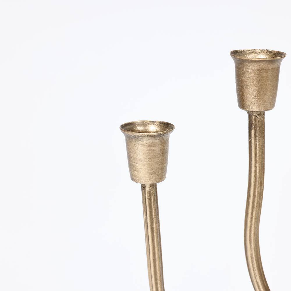 Gold Metal 3-Taper Candle Holder with Twisted Base