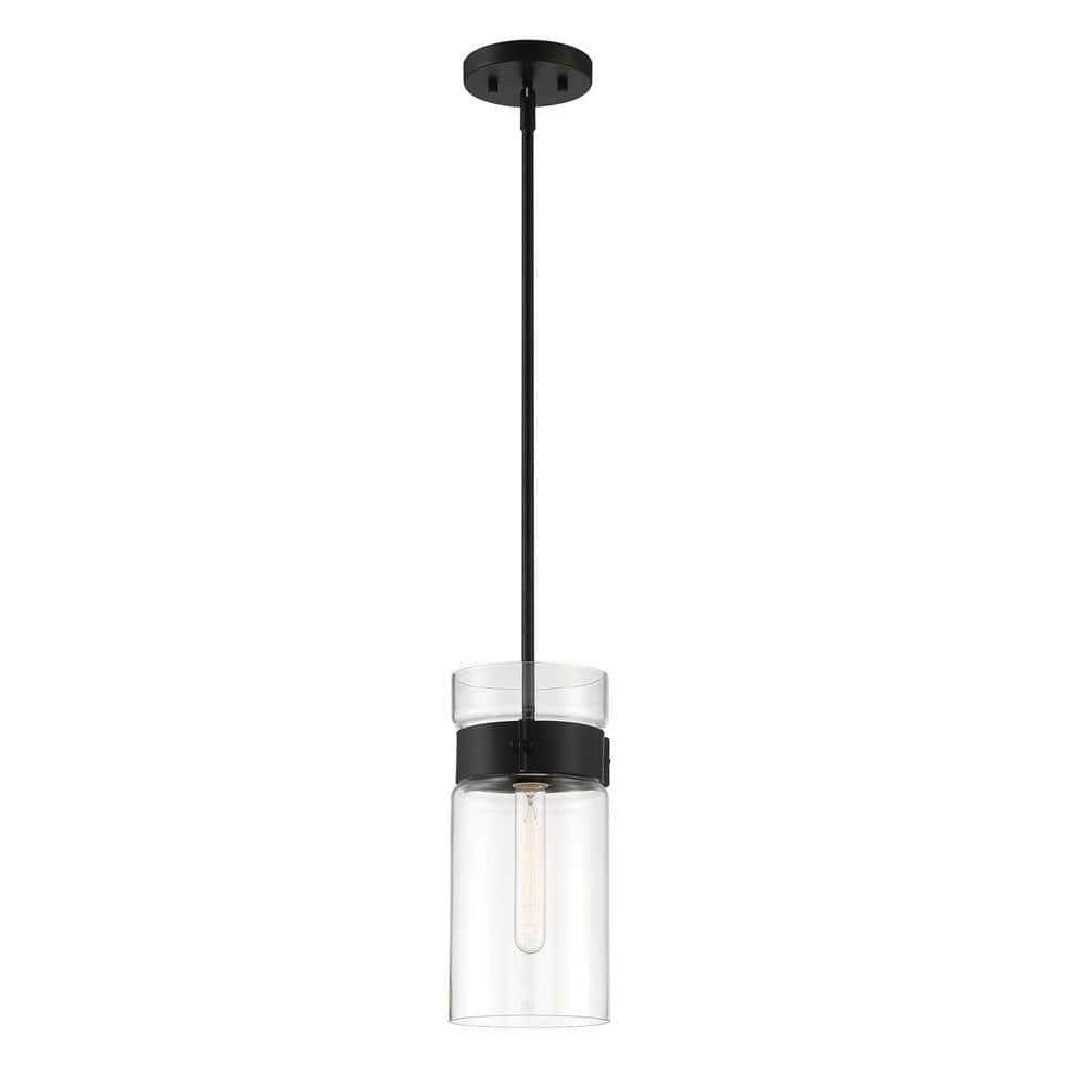 Midnight LA Matte Black Glass Pendant Light, 6 in W x 13 in H