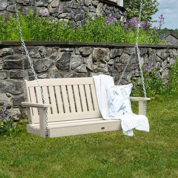 Highwood Lehigh 4 ft. 2-Person Whitewash Recycled Plastic Porch Swing