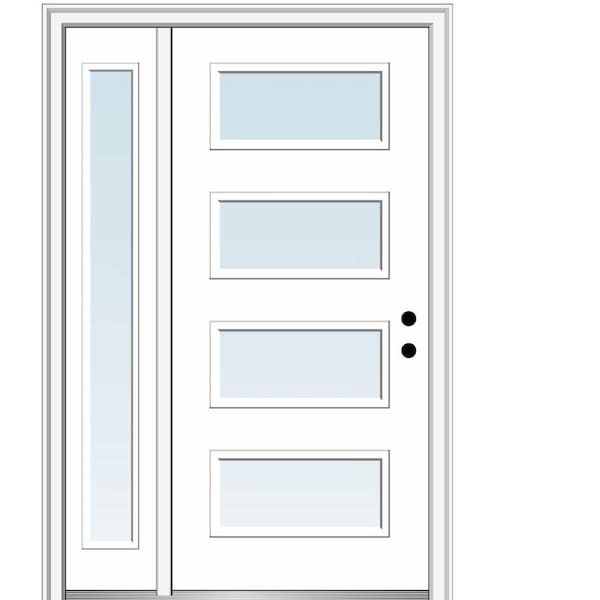 MMI DOOR Celeste 48 in. x 80 in. Left-Hand Inswing 4-Lite Clear Low-E Primed Fiberglass Prehung Front Door on 4-9/16 in. Frame
