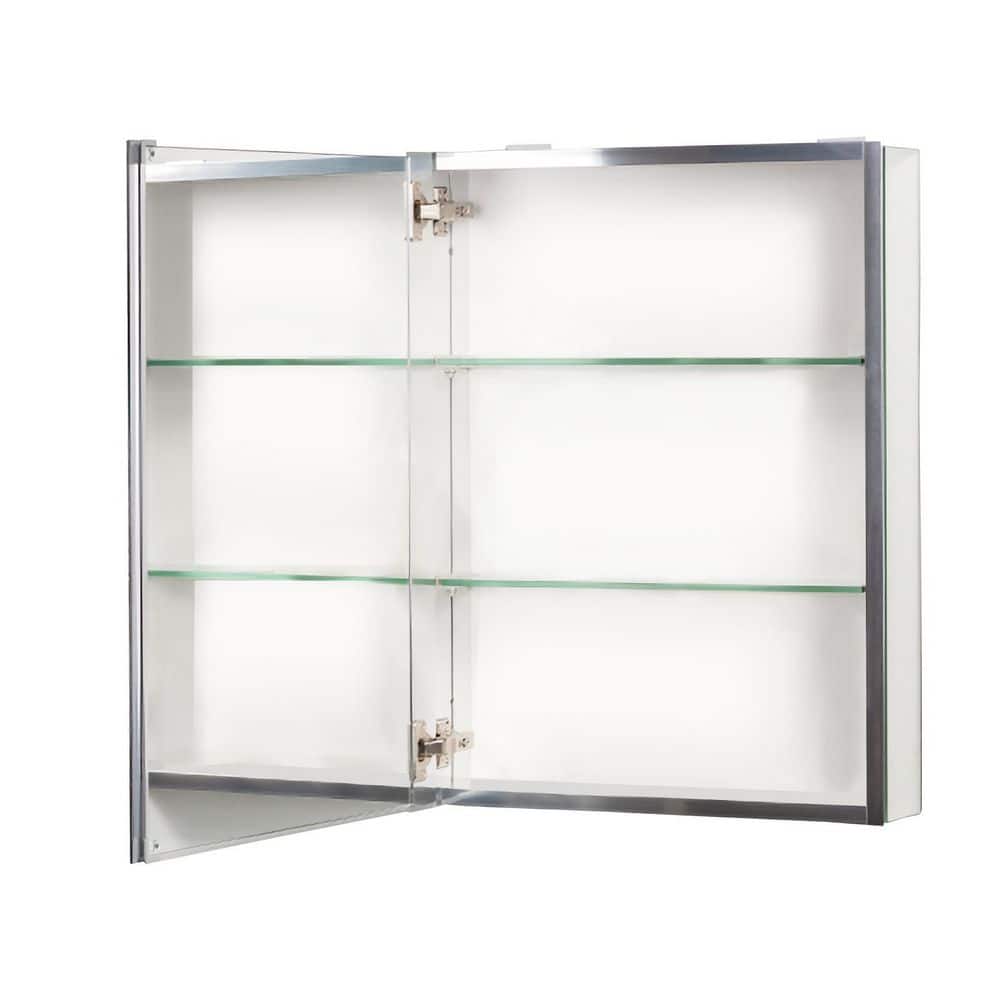 20 in. W x 26 in. H Rectangular Silver Aluminum Recessed/Surface Mount Medicine Cabinet with Mirror
