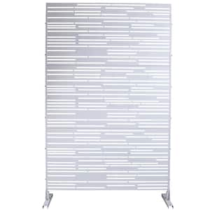 76 in. H White Steel Garden Fence Freestanding Decorative Patterns Privacy Screen