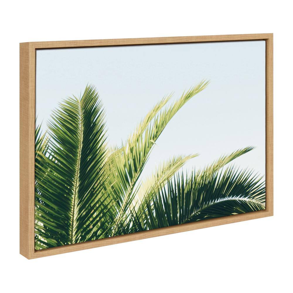 Tropical Palm Under Blue Sky Framed Canvas Print, 18x24, Natural