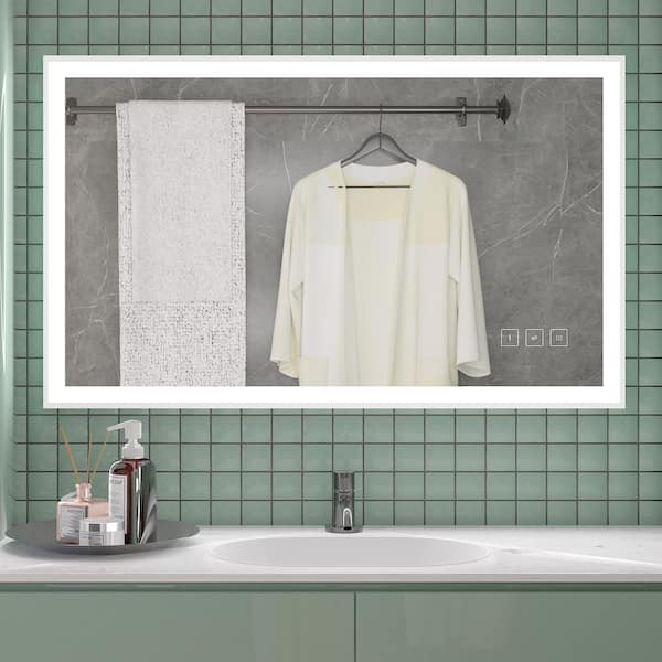 KINWELL 40 in. W x 24 in. H Rectangular Framed Led Light Wall Mount Bathroom Vanity Mirror