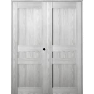 56 in. x 80 in. Left Hand Active Ribeira Ash Wood Composite Double Prehung Interior Door