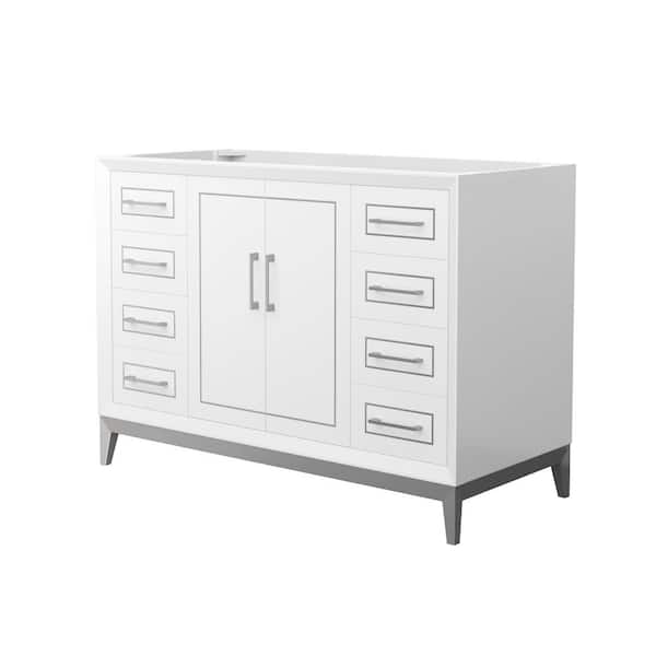 Wyndham Collection Marlena 47.75 in. W x 21.75 in. D x 34.5 in. H Single Bath Vanity Cabinet without Top in White