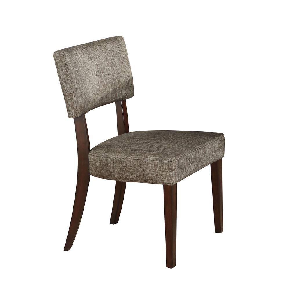 Gray Microfiber Upholstered Side Chair with Wood Legs