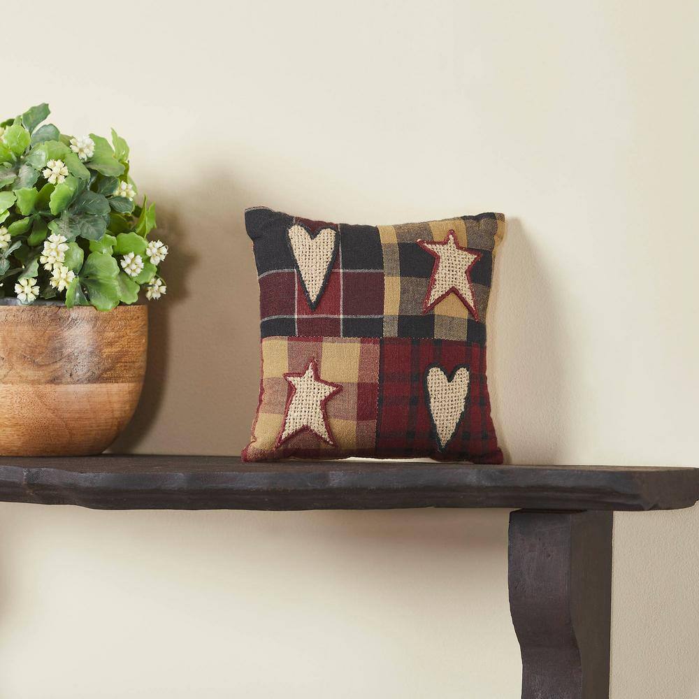 Connell Burgundy Cotton Patchwork Appliqued Throw Pillow