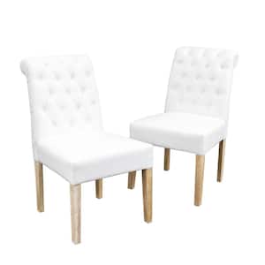 Dinah White Fabric Tufted Dining Chairs (Set of 2)