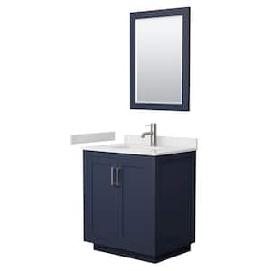 Miranda 30 in. W x 22 in. D x 33.75 in. H Single Sink Bath Vanity in Dark Blue with White Cultured Marble Top and Mirror