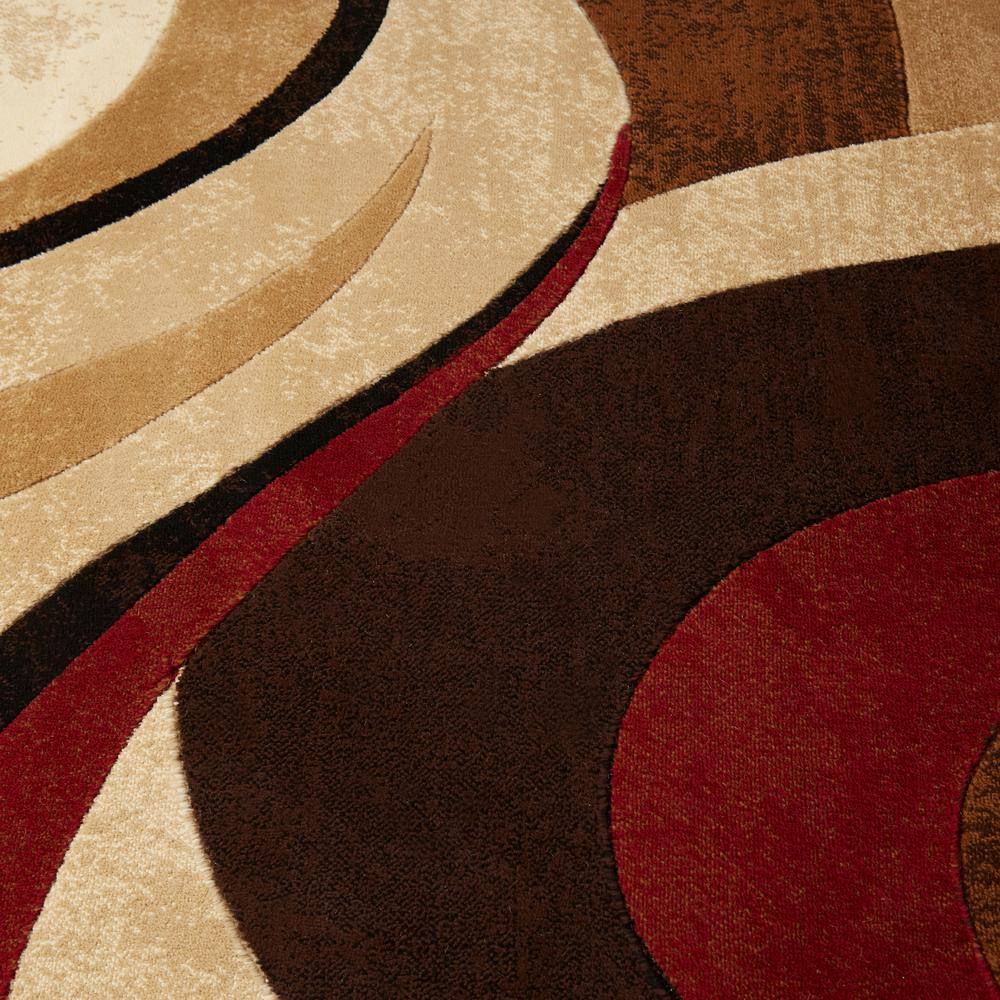 Tribeca Slade Brown and Red Abstract Runner Rug