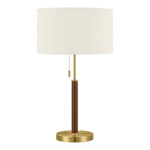 Truman 24.5 in. Walnut and Brass Table Lamp
