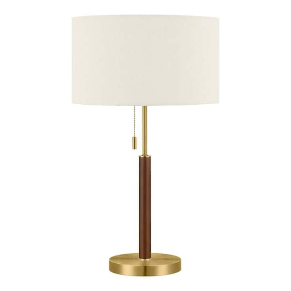 Hampton Bay Truman 24.5 in. Walnut and Brass Table Lamp