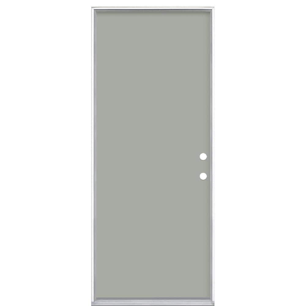 32 in. x 80 in. Flush Left Hand Inswing Silver Clouds Painted Steel Prehung Front Exterior Door No Brickmold price history on PriceWatchPro