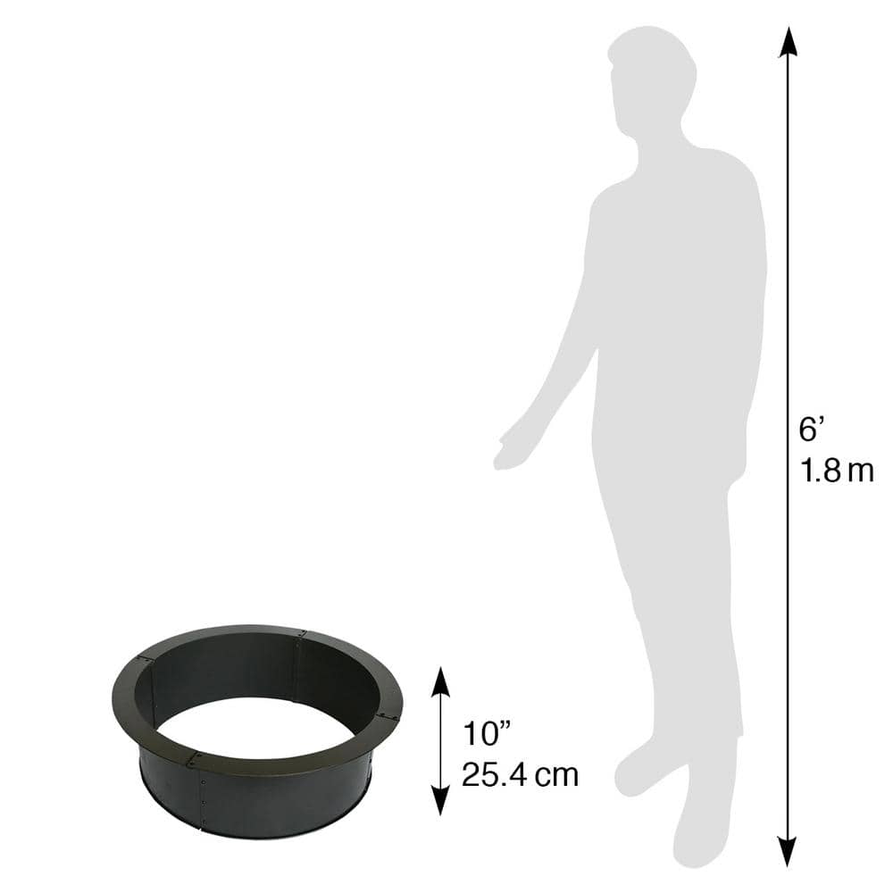 Heavy-Duty Black Steel 28" Round Outdoor Fire Pit Ring