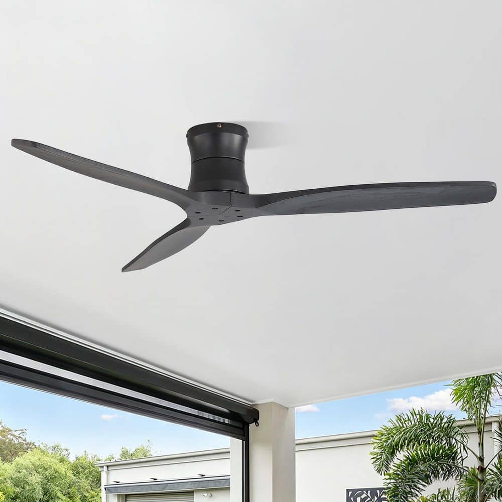 CACI Mall 52 in. Indoor Standard Flush Mount Solid Wood Black