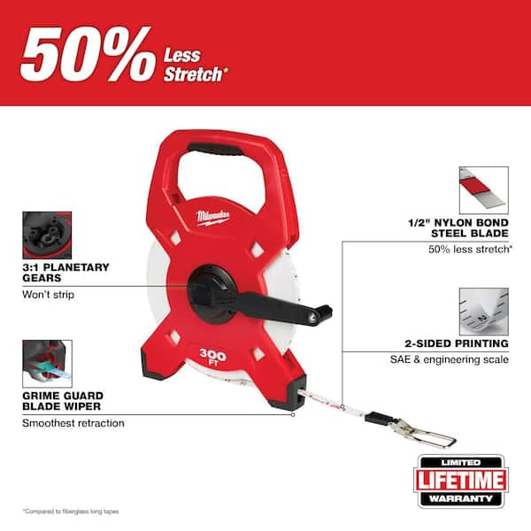 300 ft. Open Reel Long Tape Measure