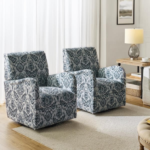 JAYDEN CREATION Patsy Transitional Accent Chair With 360° Swivel Set Of 2-NAVY
