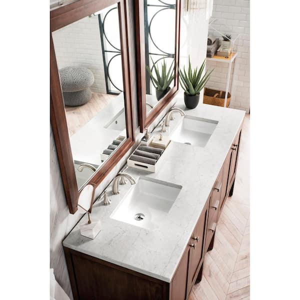 Addison 72 in. W x 23.5 in.D x 35.5 in. H Double Bath Vanity in Mid Century Acacia w/Quartz Top in Eternal Jasmine Pearl