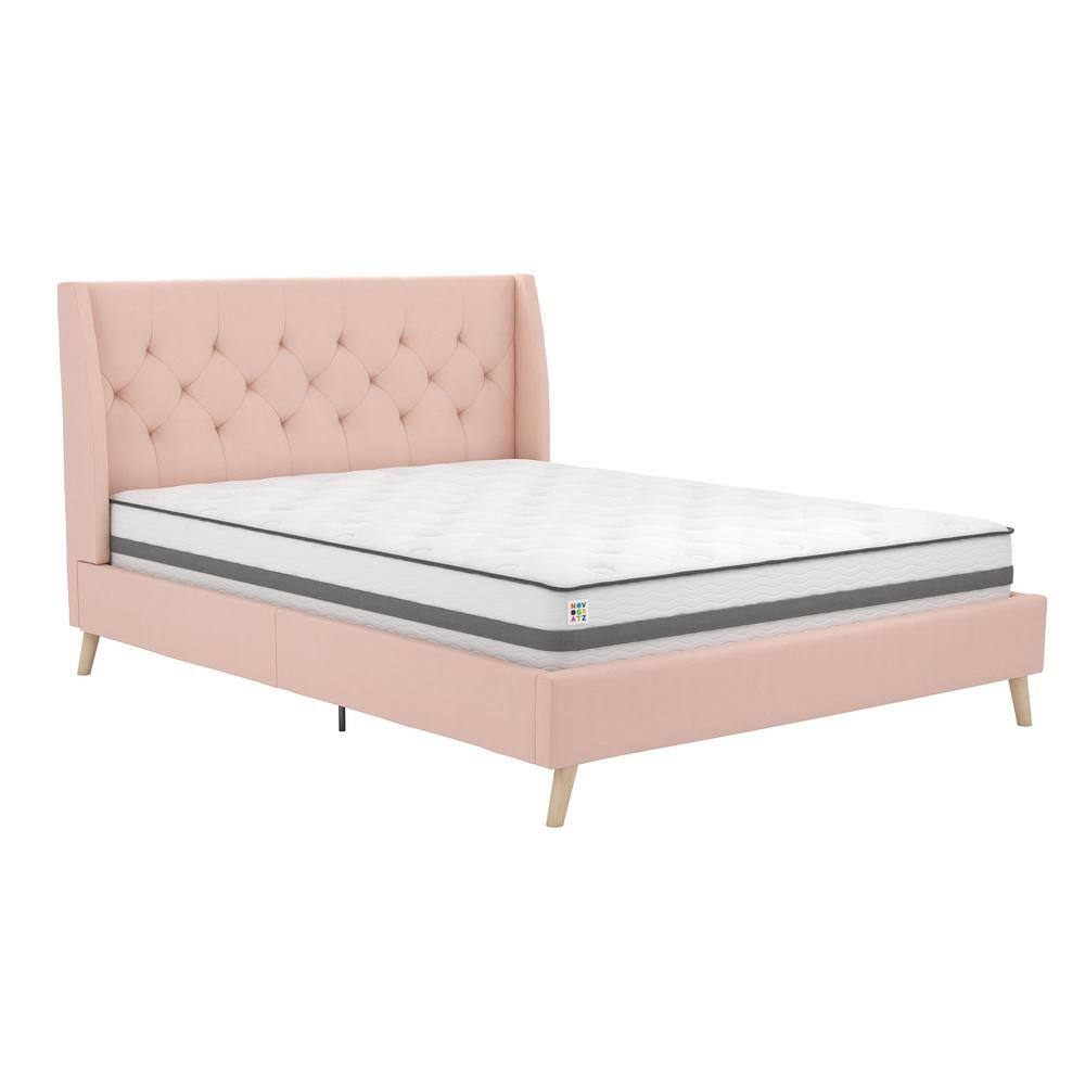 Elegant Gray Linen Upholstered Queen Platform Bed with Tufted Headboard