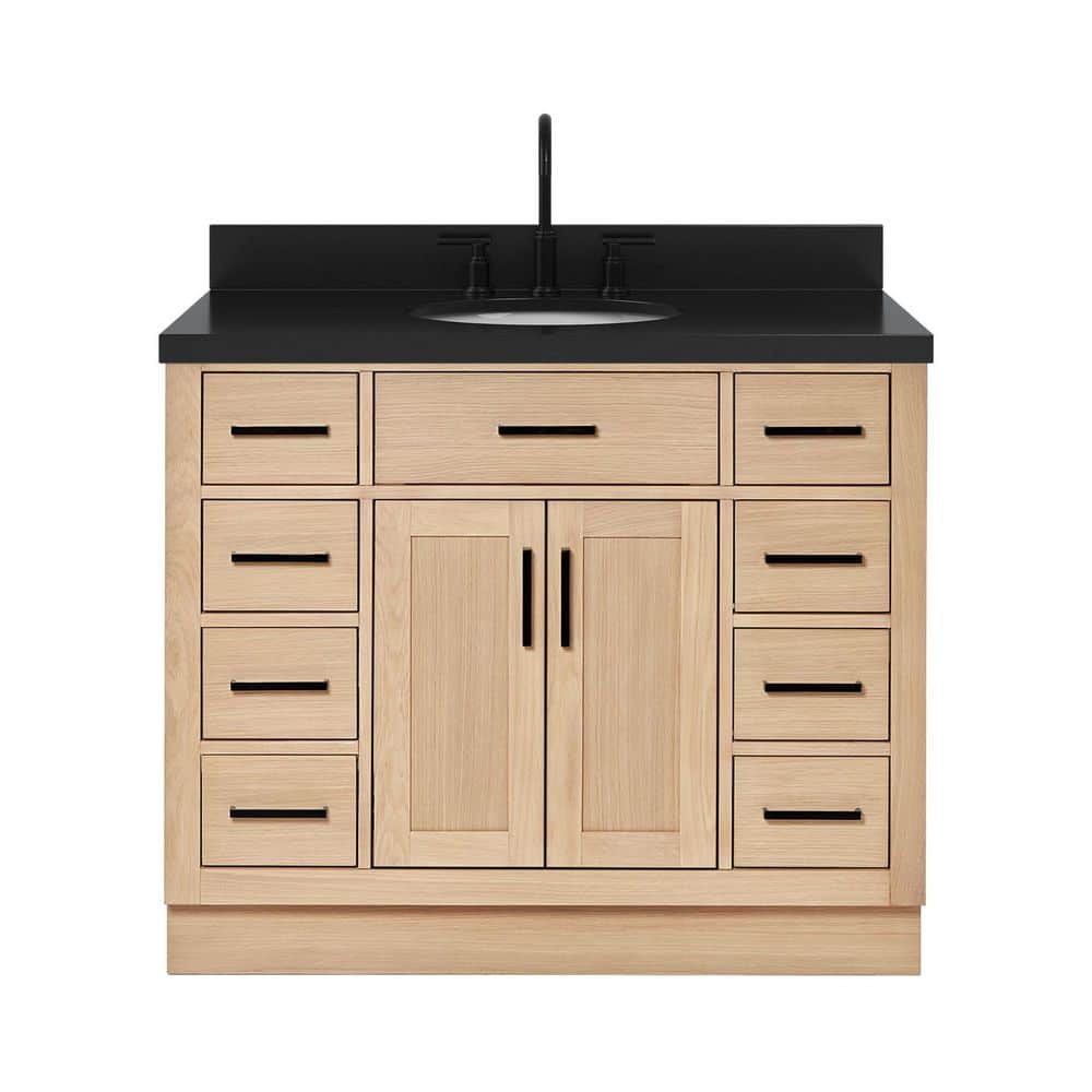Hepburn 42 in. Single Sink Freestanding Bath Vanity in Oak with Carbon Black Quartz Top price history on PriceWatchPro