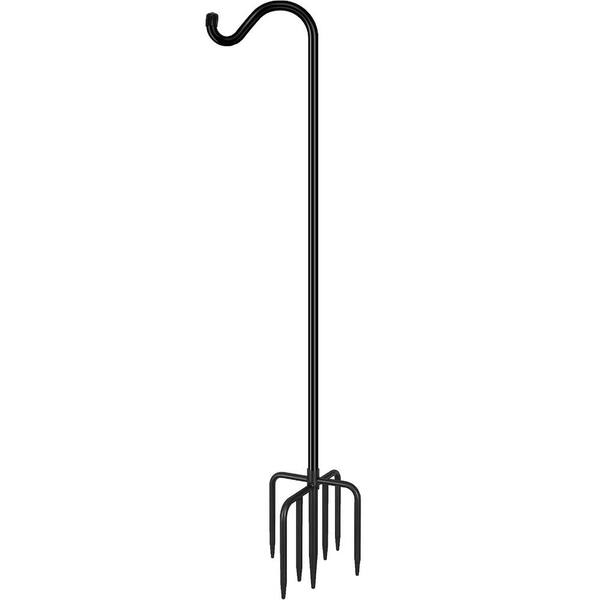 92 in. Heavy Duty Iron Adjustable Shepherds Hook Outdoor Bird Feeder Pole with 7 Prongs Base Garden Hook